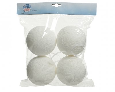 Snöboll 10cm Vit 4-pack