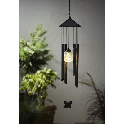 Solcell LED Vindspel Windy Svart 77cm