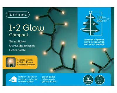 Julgransbelysning LED 1-2 Glow Compact Klassisk Varmvit 400st H150cm