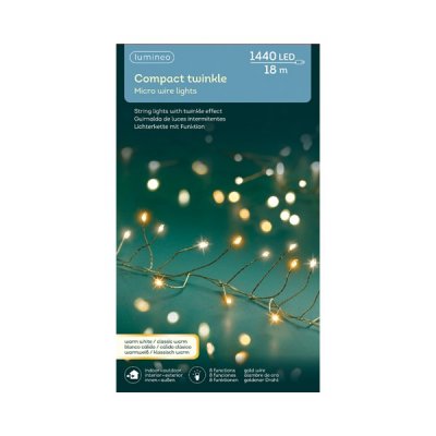 Ljusslinga Micro LED Compact Guld Twinkle Varmvit 1440st 18m