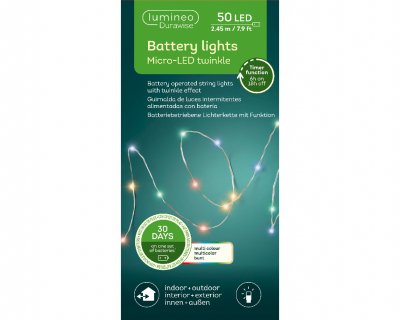 Ljusslinga Micro LED Batteri Twinkle Multi 50st 2,45m