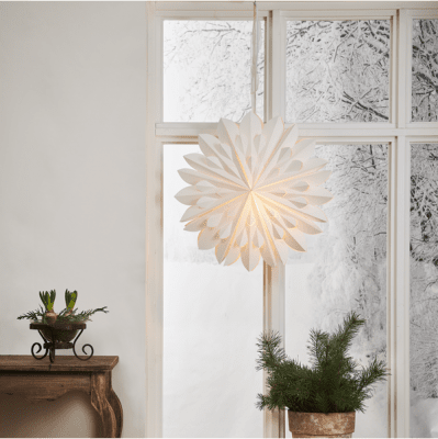 Pappersstjärna Clipp Vit 60x60x16cm