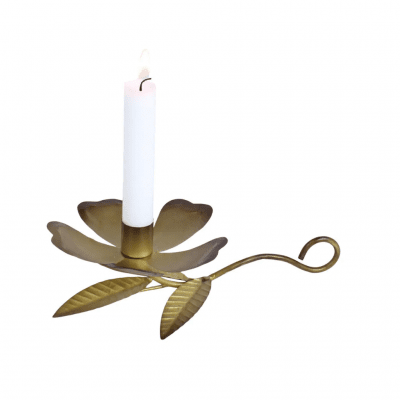 Ljusstake Blomma Antik Mässing 23x6,5cm