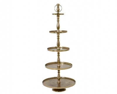 Tårtfat 5 våningar Guld 61x140cm