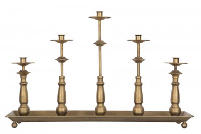 Ljusstake 5 armad Guld Matt 68x18x43cm