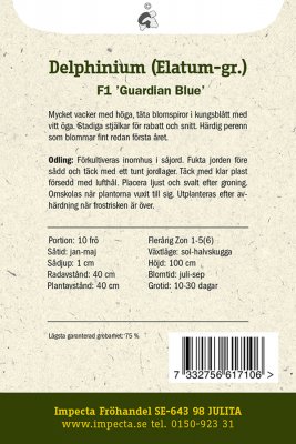 Riddarsporre, Trädgårds-, 'F1 Guardian Blue'