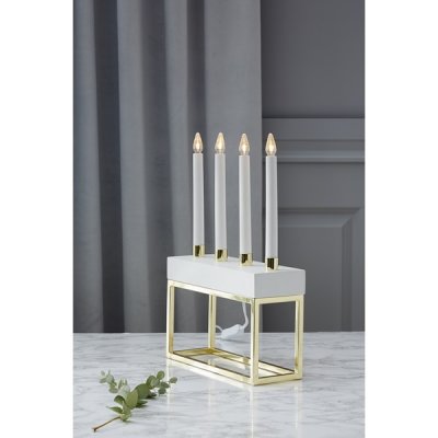Ljusstake Framy Vit/mässing 28x40x10cm