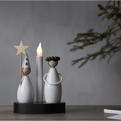 Ljusstake Christmas Joy Vit 16x21x10cm