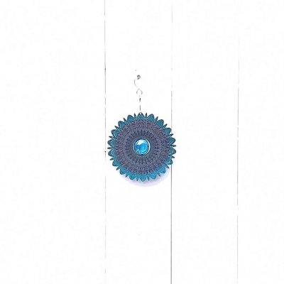 Vindspel Spinner 3D Blå med Glaskula