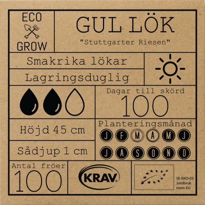 Gul Lök Stuttgarter Riesen, Ekologisk