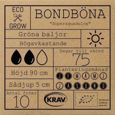Böna, Bond-, Superaguadulce, Ekologisk