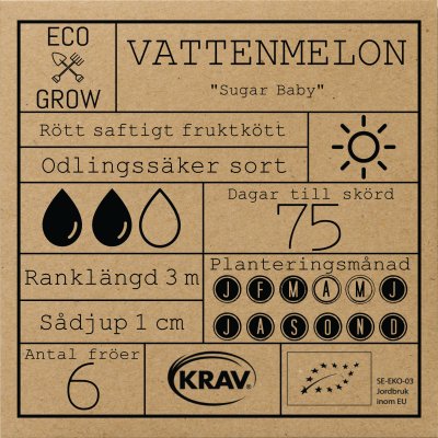 Melon, Vatten-, Sugar Baby, Ekologisk
