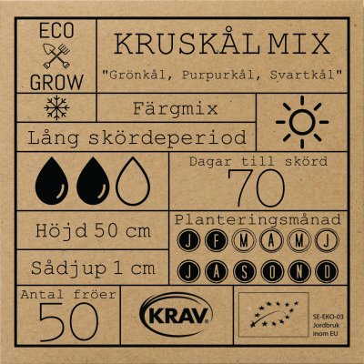 Kruskål Mix, Grönkål, Purpurkål, Svartkål, Ekologisk