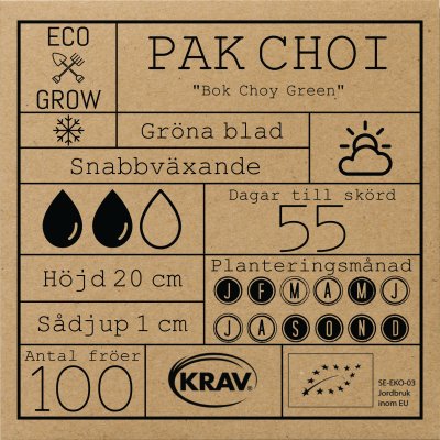 Pak Choi Bok Choy Green, Ekologisk