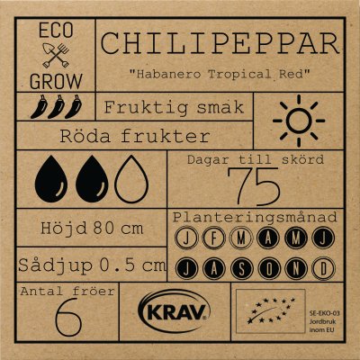 Havannapeppar Habanero Tropical Red, Ekologisk