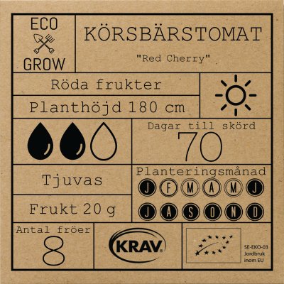Tomat, Körsbärs-, Red Cherry, Ekologisk