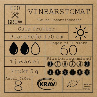 Tomat, Vinbärs-, Gelbe Johannisbeere, Ekologisk
