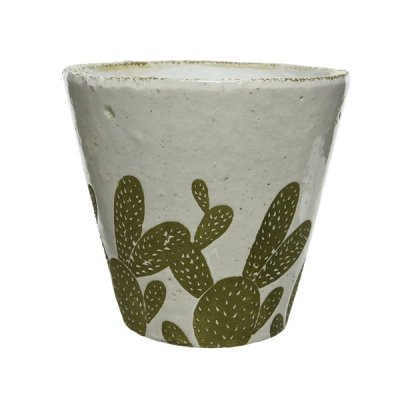 Kruka Kaktus Vit/grön 19x8cm
