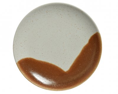 Tallrik Vit/brun 21cm