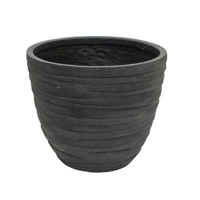 Urna Clay Fiber Rund Svart 44x37cm