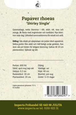 Vallmo, Korn-, 'Shirley Single'