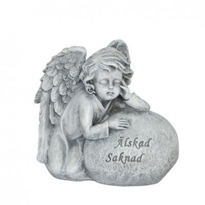 Ängel vid sten Älskad Saknad 13x12,5cm
