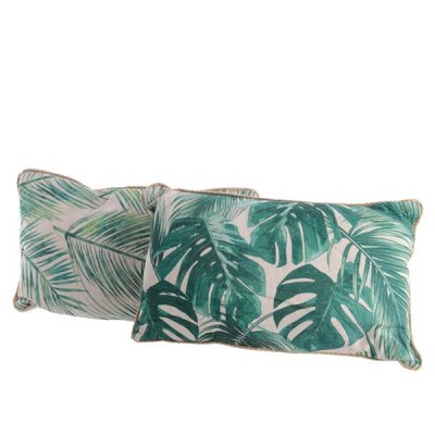 Kudde Palmblad Grön/vit 30x50cm