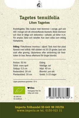Tagetes, Liten, Ekologisk