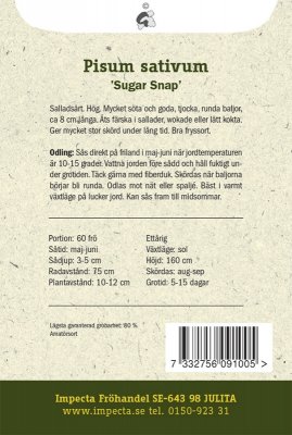 Ärt, Brytsocker-, Sugar Snap