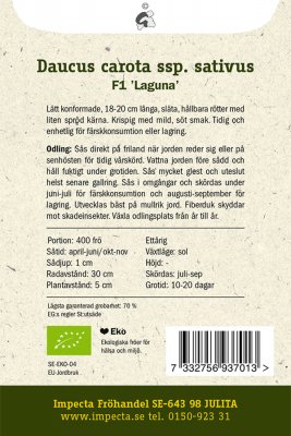 Morot, Sommar-, 'Laguna' F1, Ekologisk