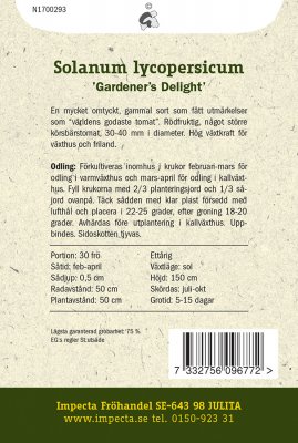 Tomat, Körsbärs-, 'Gardeners Delight'