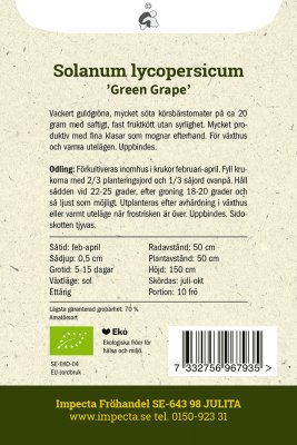Tomat, Körsbärs-, Green Grape, Ekologisk