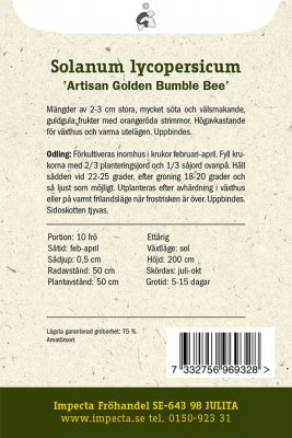 Tomat, Körsbärs-, 'Artisan Golden Bumble Bee'