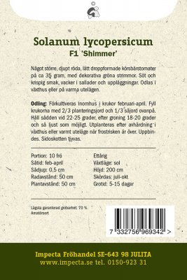 Tomat, Plommon-, 'Shimmer' F1