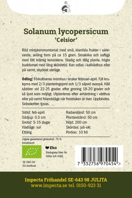 Plommontomat Celsior, Ekologisk
