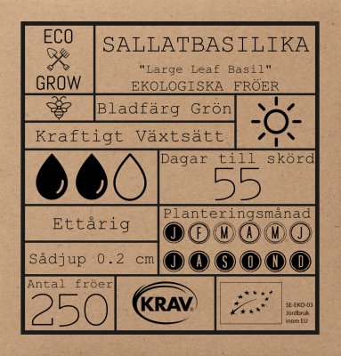 Basilika, Sallat-, Large Leaf Basil, Ekologisk