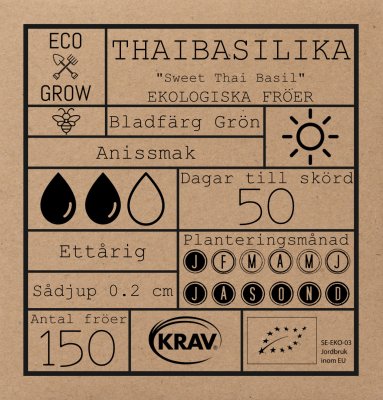 Basilika, Thai-, Sweet Thai Basil, Ekologisk