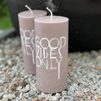 Blockljus Good vibes only 7x15cm