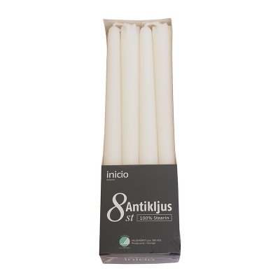 Antikljus 25cm Vit 7h 8-pack