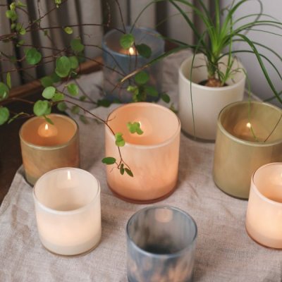 Glaslykta Aprikos 8x8cm