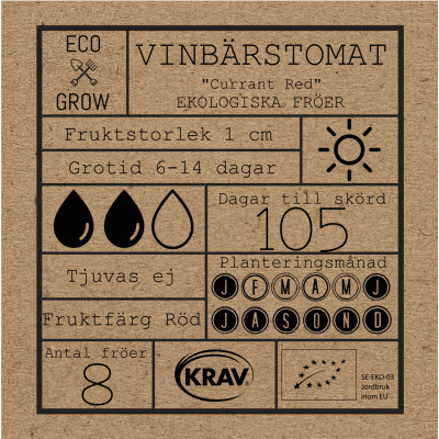 Tomat, Vinbärs-, Currant Red, Ekologisk